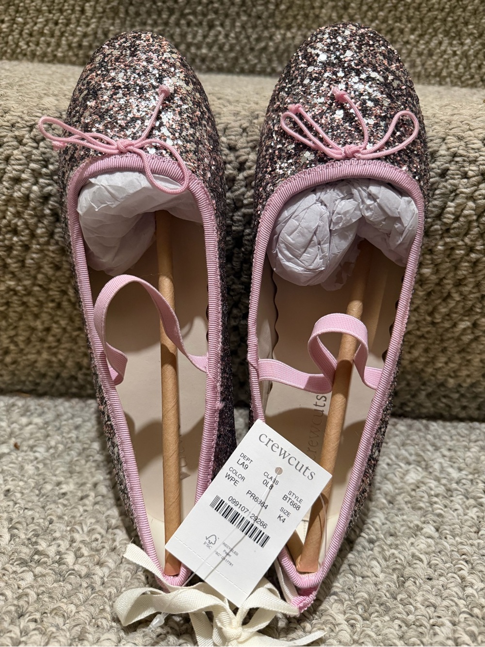 Crewcuts Pink Multi-Glitter Ballet Flats with Bow